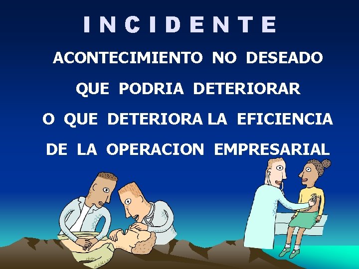 INCIDENTE ACONTECIMIENTO NO DESEADO QUE PODRIA DETERIORAR O QUE DETERIORA LA EFICIENCIA DE LA