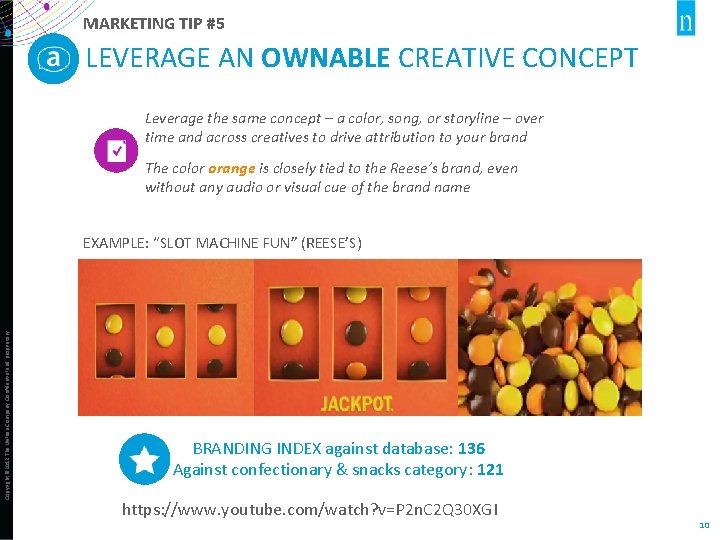 MARKETING TIP #5 LEVERAGE AN OWNABLE CREATIVE CONCEPT Leverage the same concept – a