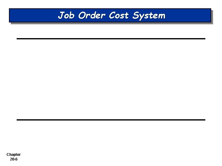 Job Order Cost System Chapter 20 -6 