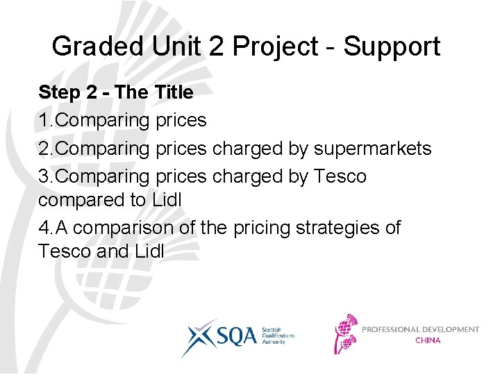 Graded Unit 2 Project - Support Step 2 - The Title 1. Comparing prices