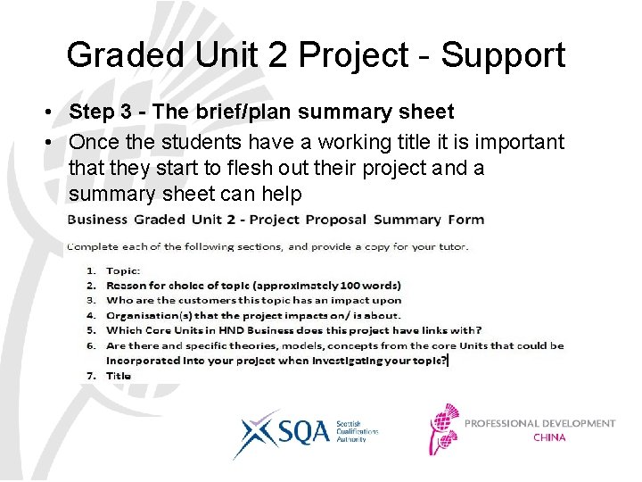 Graded Unit 2 Project - Support • Step 3 - The brief/plan summary sheet