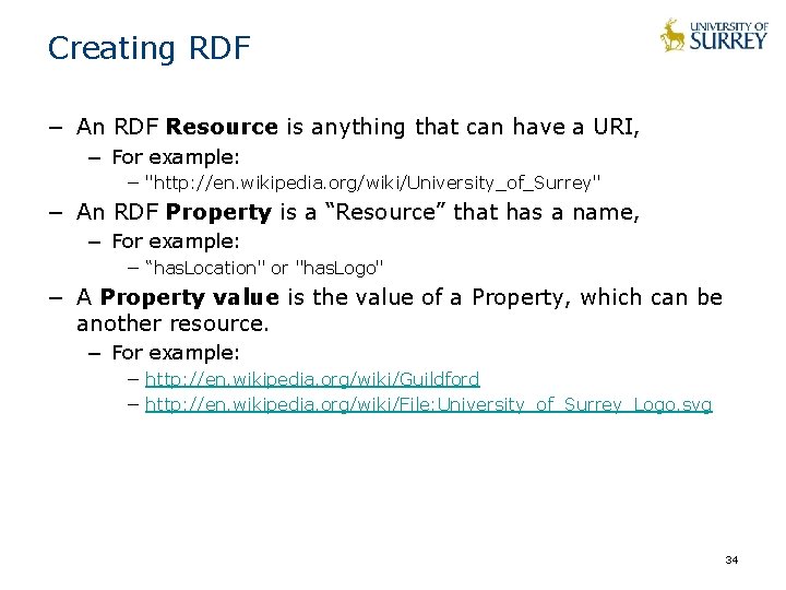 Creating RDF − An RDF Resource is anything that can have a URI, − Creating RDF − An RDF Resource is anything that can have a URI, −