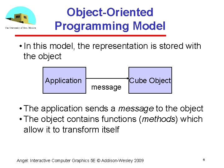 Object-Oriented Programming Model • In this model, the representation is stored with the object
