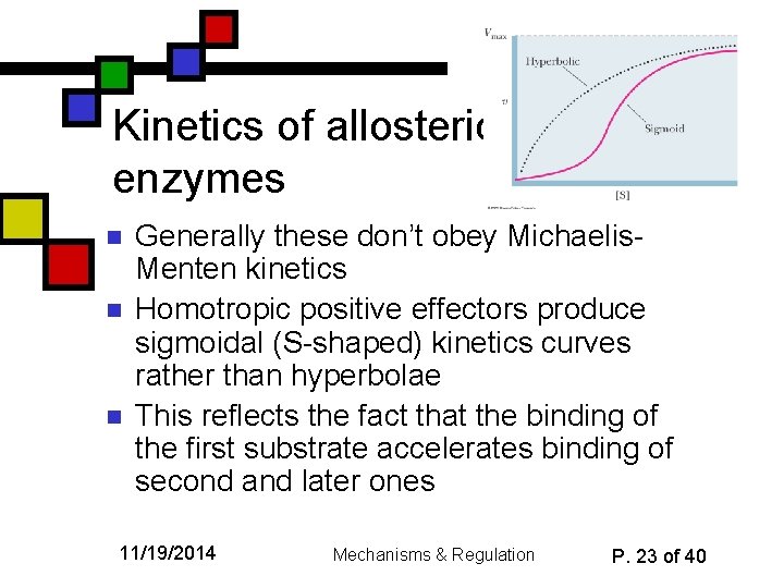 Kinetics of allosteric enzymes n n n Generally these don’t obey Michaelis. Menten kinetics