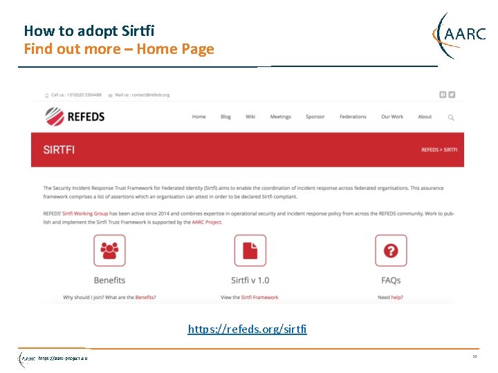 How to adopt Sirtfi Find out more – Home Page https: //refeds. org/sirtfi https: