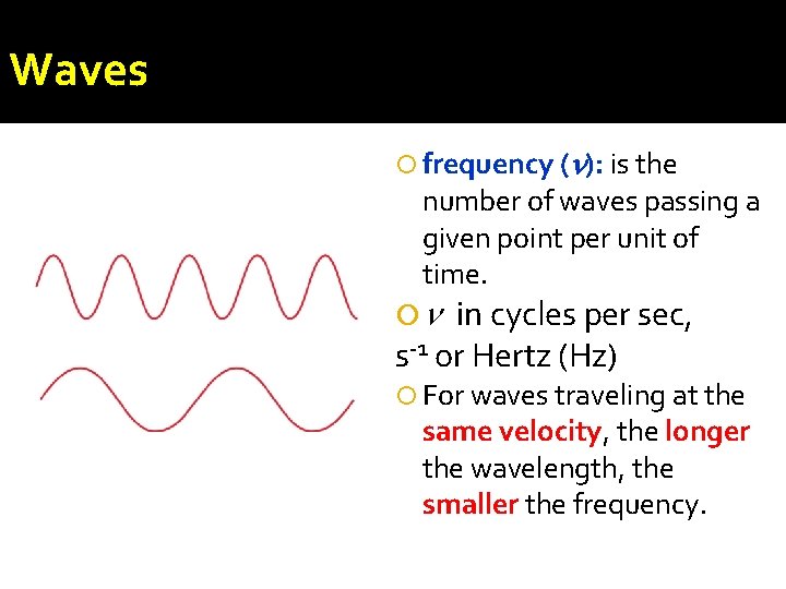 Waves frequency ( ): is the number of waves passing a given point per