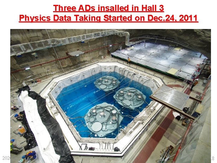 Three ADs insalled in Hall 3 Physics Data Taking Started on Dec. 24, 2011