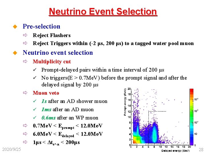 Neutrino Event Selection u Pre-selection ð Reject Flashers ð Reject Triggers within (-2 μs,