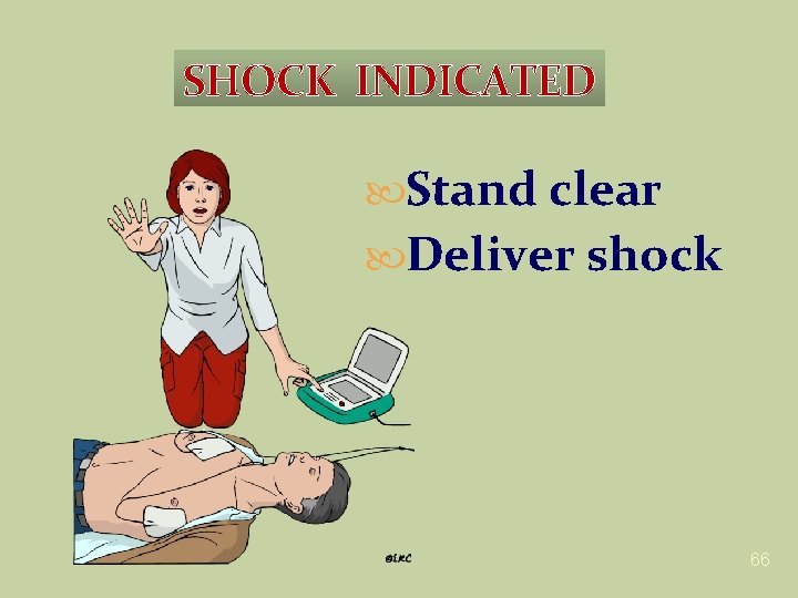 SHOCK INDICATED Stand clear Deliver shock 66 