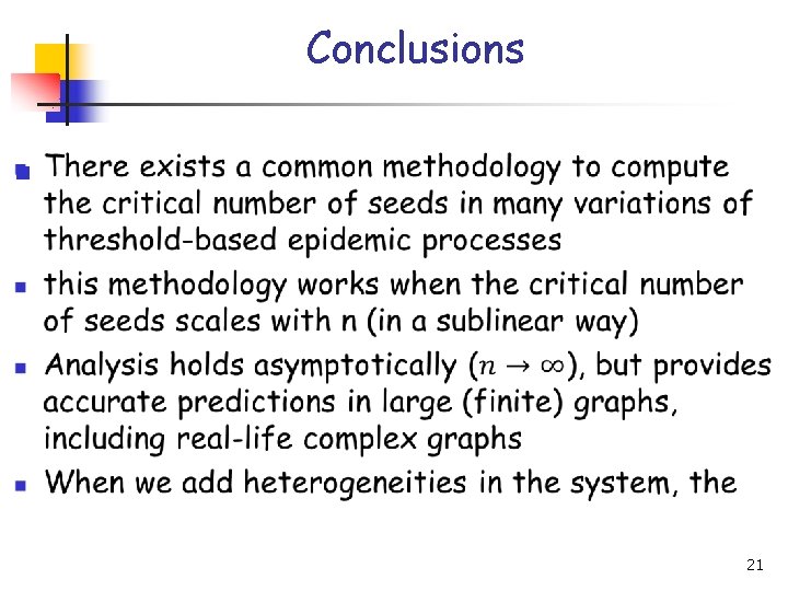 Conclusions n 21 
