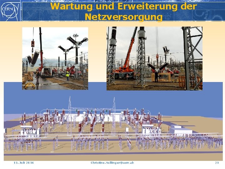 Wartung und Erweiterung der Netzversorgung 13. Juli 2016 Christine. Vollinger@cern. ch 21 