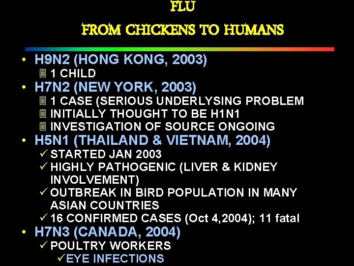 FLU FROM CHICKENS TO HUMANS • H 9 N 2 (HONG KONG, 2003) 3