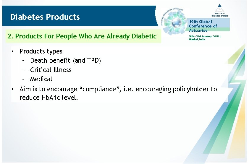 Diabetes Products 2. Products For People Who Are Already Diabetic 19 th Global Conference