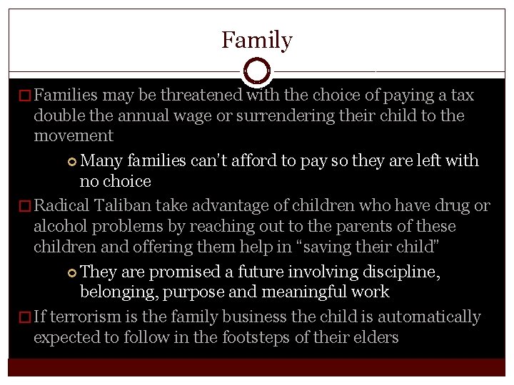 Family � Families may be threatened with the choice of paying a tax double