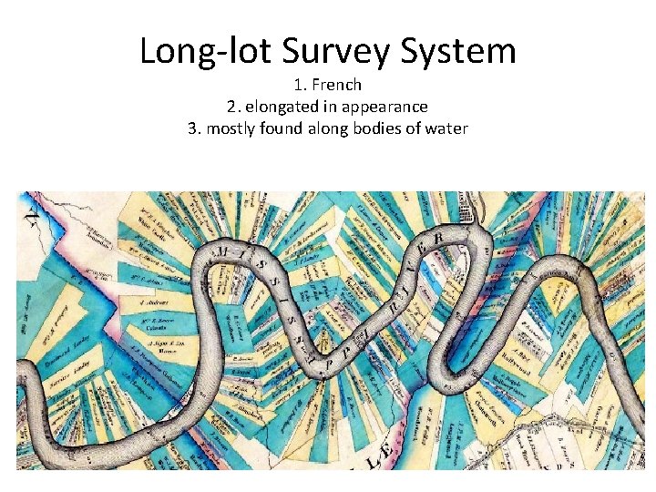 Long-lot Survey System 1. French 2. elongated in appearance 3. mostly found along bodies