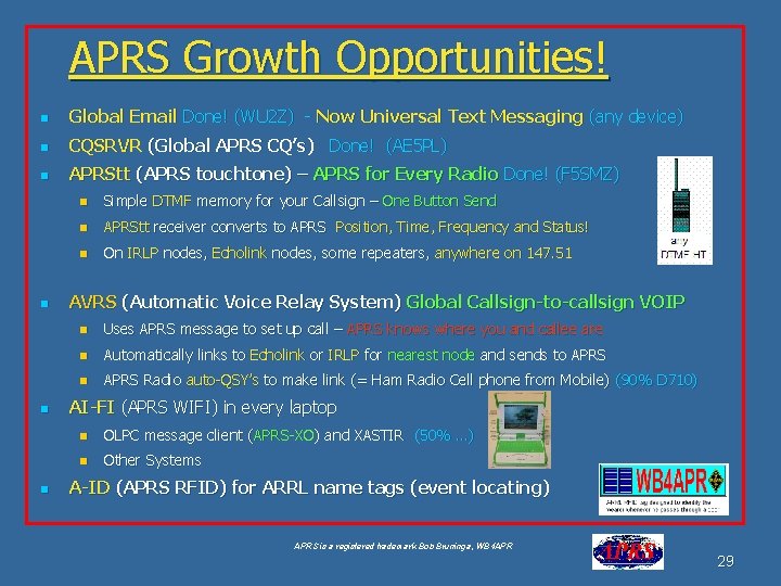 APRS Growth Opportunities! n Global Email Done! (WU 2 Z) - Now Universal Text