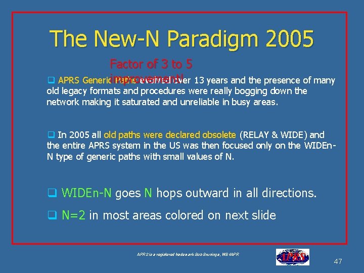 The New-N Paradigm 2005 Factor of 3 to 5 q APRS Genericimprovement! Paths evolved