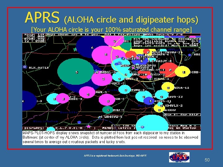 APRS (ALOHA circle and digipeater hops) [Your ALOHA circle is your 100% saturated channel
