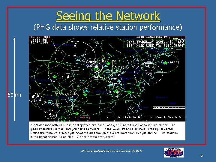 Seeing the Network (PHG data shows relative station performance) 50 mi APRS is a