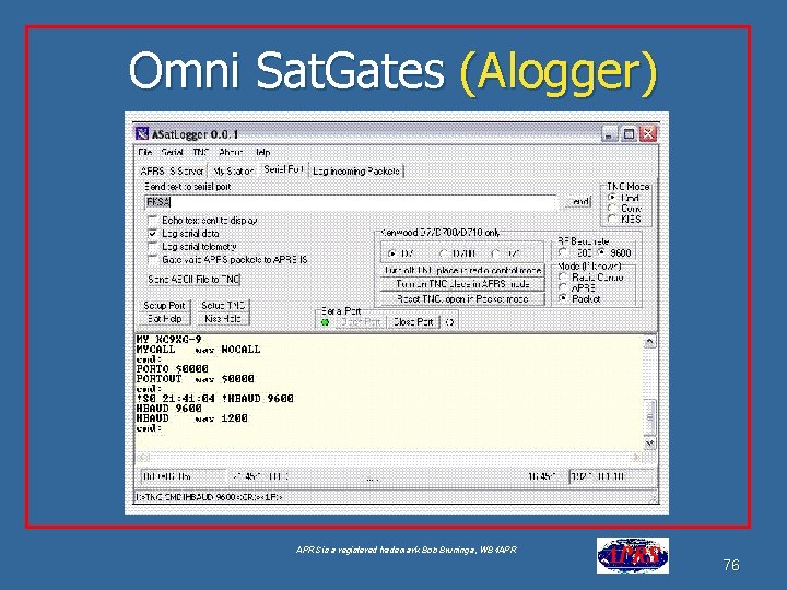 Omni Sat. Gates (Alogger) APRS is a registered trademark Bob Bruninga, WB 4 APR