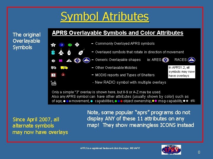 Symbol Atributes The original Overlayable Symbols Since April 2007, all alternate symbols may now