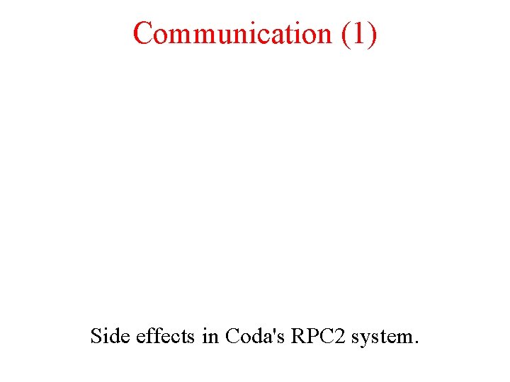 Communication (1) Side effects in Coda's RPC 2 system. 