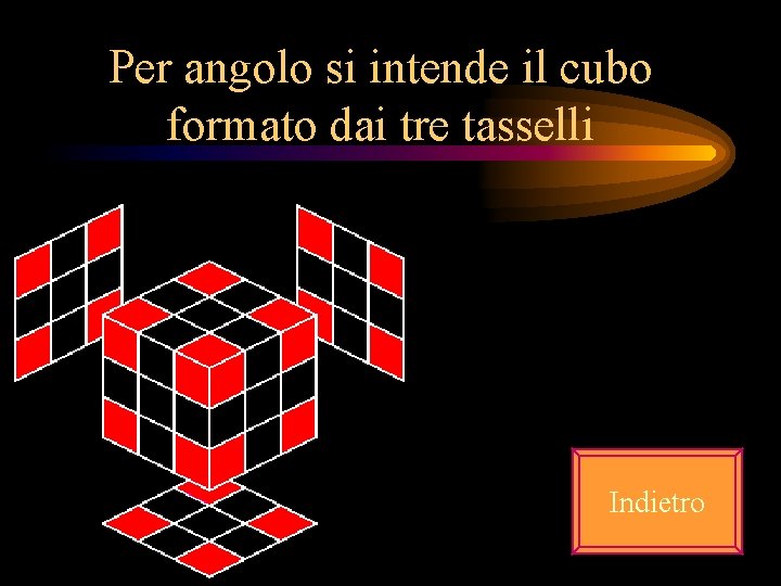 Per angolo si intende il cubo formato dai tre tasselli Indietro 