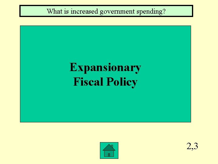 What is increased government spending? Expansionary Fiscal Policy 2, 3 