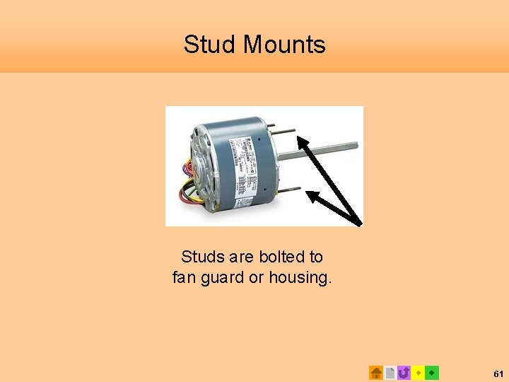 Stud Mounts Studs are bolted to fan guard or housing. 61 