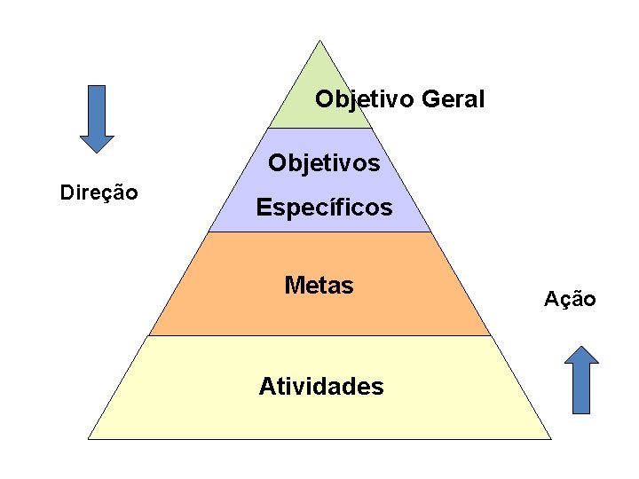 Objetivo Geral Objetivos Direção Específicos Metas Atividades Ação 