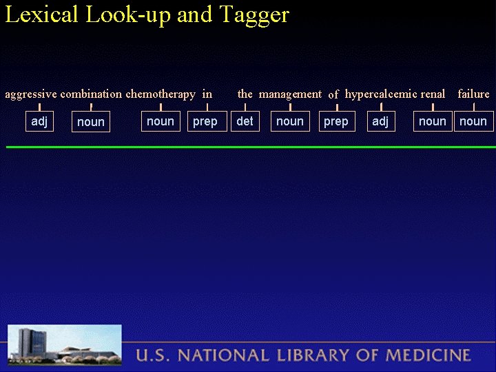 Lexical Look-up and Tagger aggressive combination chemotherapy in adj noun prep the management of