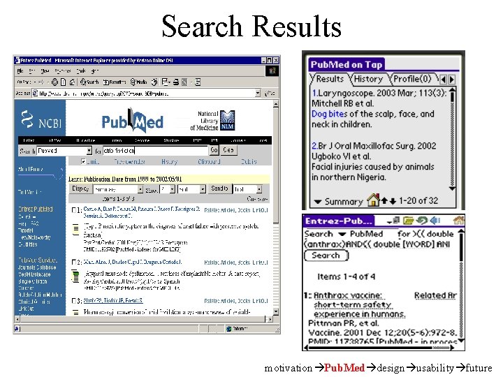 Search Results motivation Pub. Med design usability future 