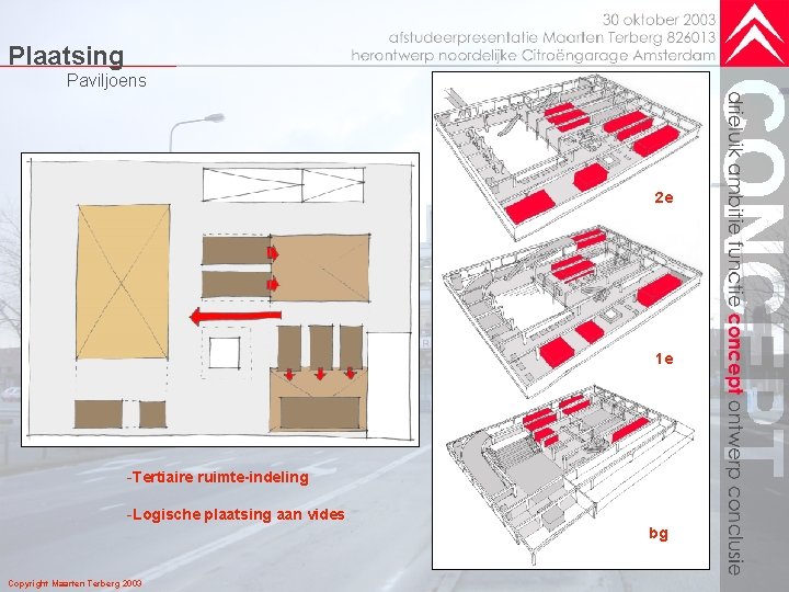 Plaatsing Paviljoens 2 e 1 e -Tertiaire ruimte-indeling -Logische plaatsing aan vides bg Copyright