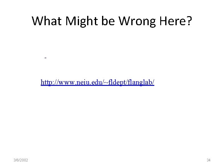 What Might be Wrong Here? http: //www. neiu. edu/~fldept/flanglab/ 3/6/2002 34 