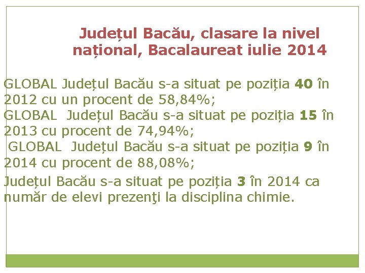 Județul Bacău, clasare la nivel național, Bacalaureat iulie 2014 GLOBAL Județul Bacău s-a situat