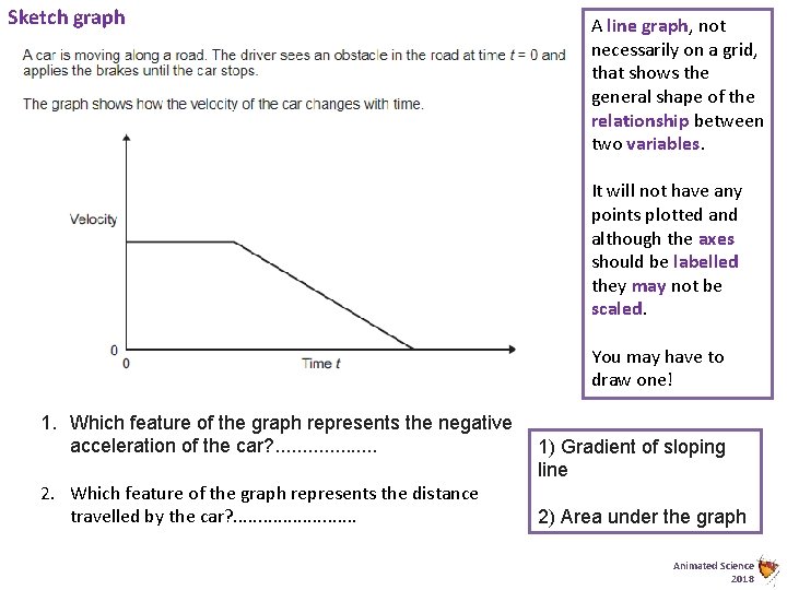 Sketch graph A line graph, not necessarily on a grid, that shows the general