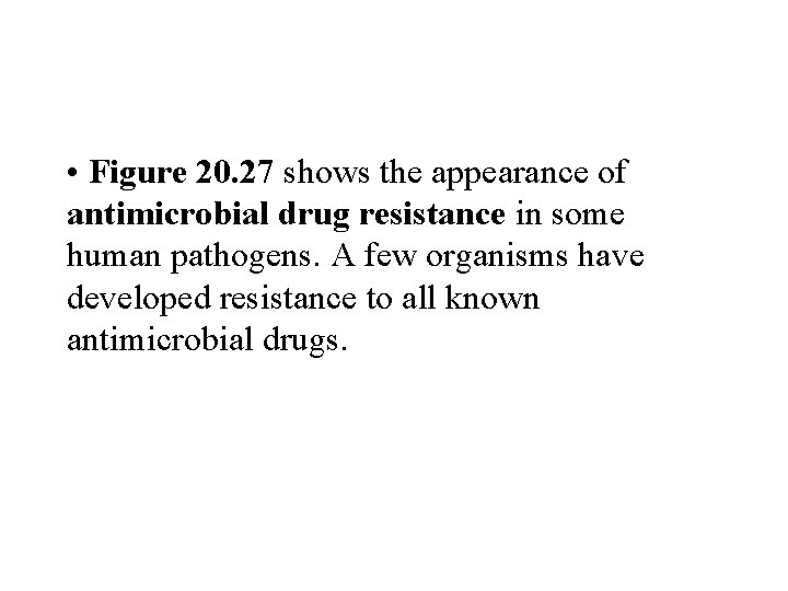  • Figure 20. 27 shows the appearance of antimicrobial drug resistance in some