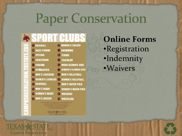 Paper Conservation Online Forms • Registration • Indemnity • Waivers 