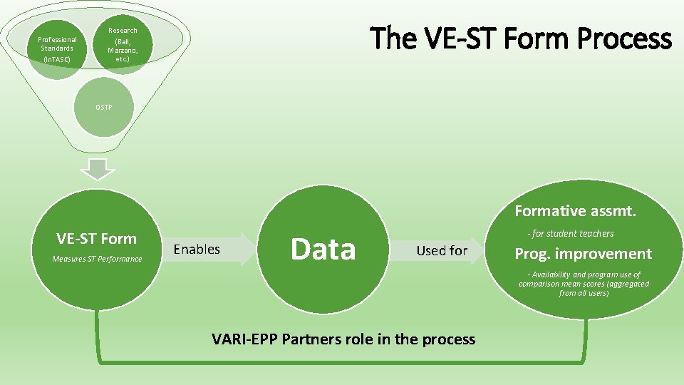 Professional Standards (In. TASC) The VE-ST Form Process Research (Ball, Marzano, etc. ) OSTP