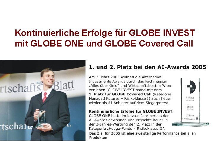 Kontinuierliche Erfolge für GLOBE INVEST mit GLOBE ONE und GLOBE Covered Call 