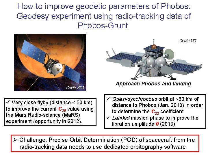 How to improve geodetic parameters of Phobos: Geodesy experiment using radio-tracking data of Phobos-Grunt.