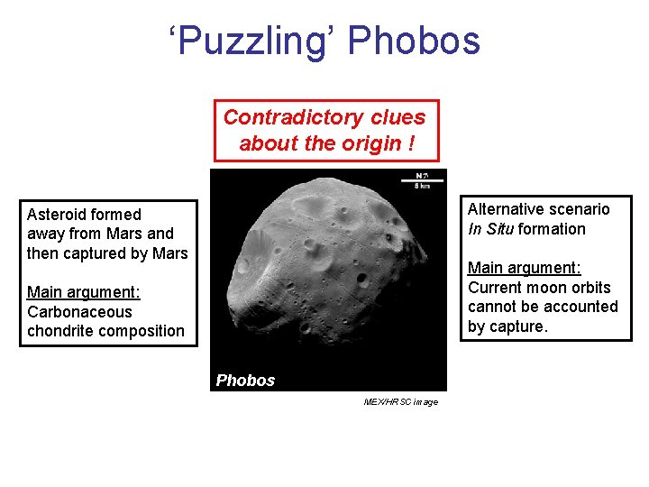 ‘Puzzling’ Phobos Contradictory clues about the origin ! Alternative scenario In Situ formation Asteroid