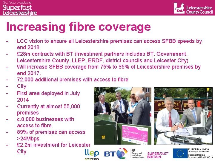 Increasing fibre coverage - LCC vision to ensure all Leicestershire premises can access SFBB