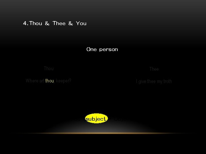 4. Thou & Thee & You One person Thou Thee Where art thou, keeper?