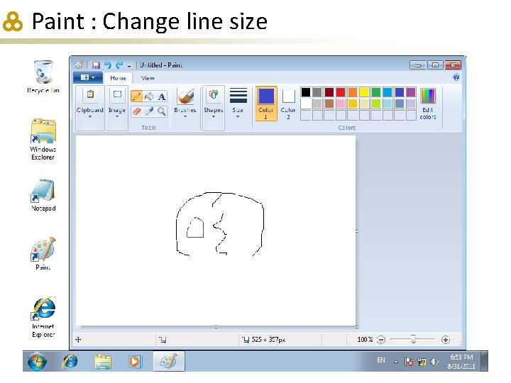 Paint : Change line size 