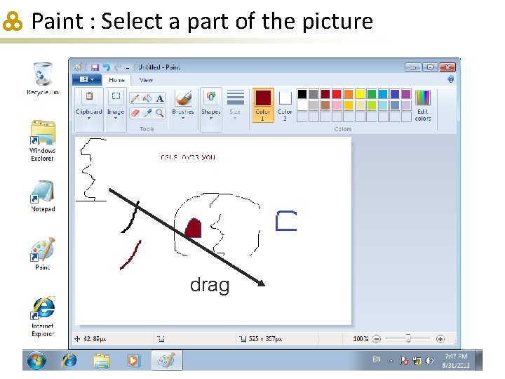 Paint : Select a part of the picture drag 