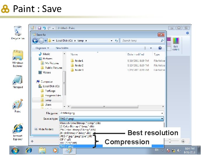 Paint : Save Best resolution Compression 