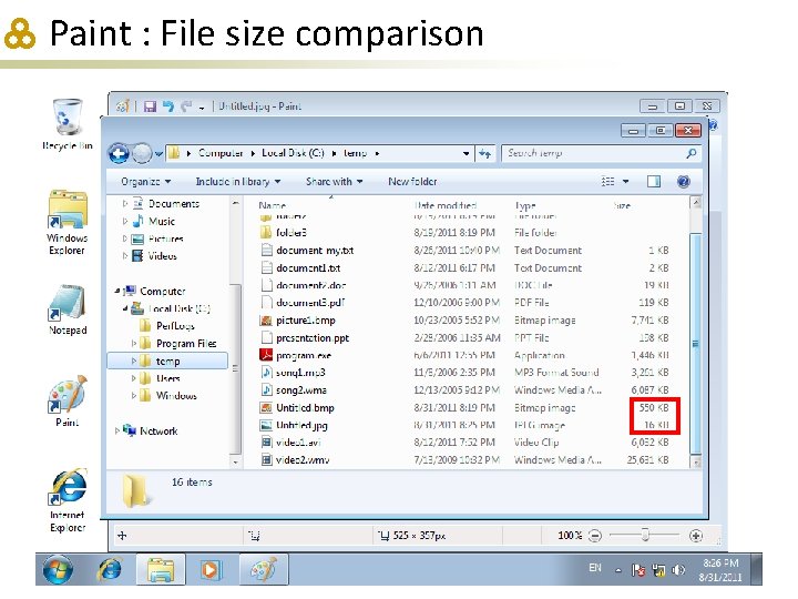 Paint : File size comparison 