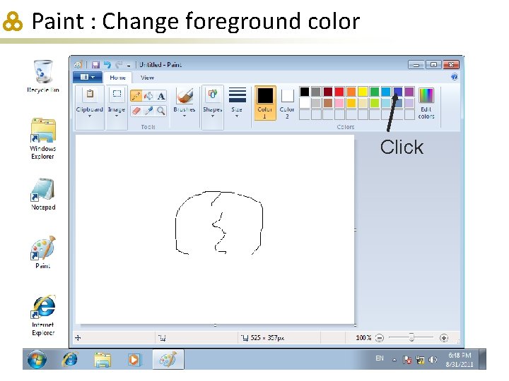 Paint : Change foreground color Click 