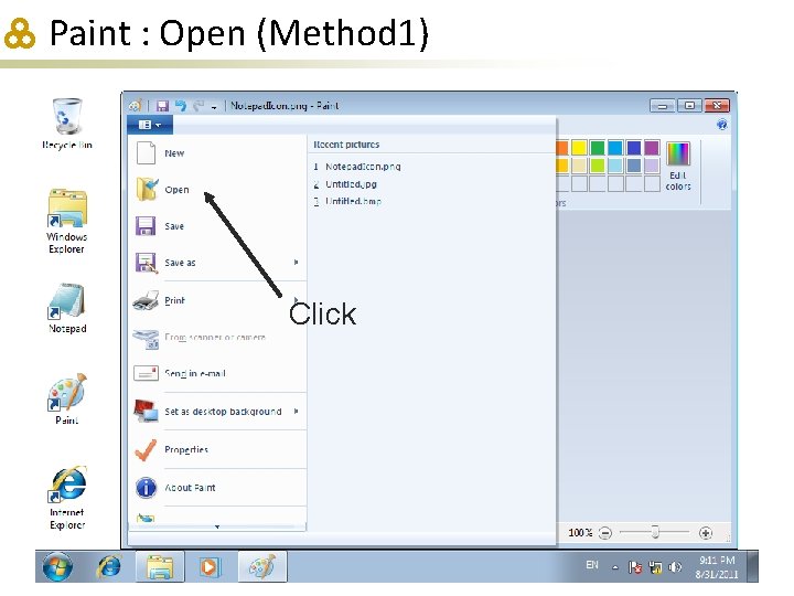 Paint : Open (Method 1) Click 